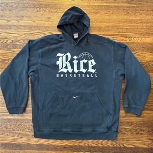 #573 VINTAGE RICE OWLS BASKETBALL NIKE 1990s-Early 2000s Black Hoodie Sweater
